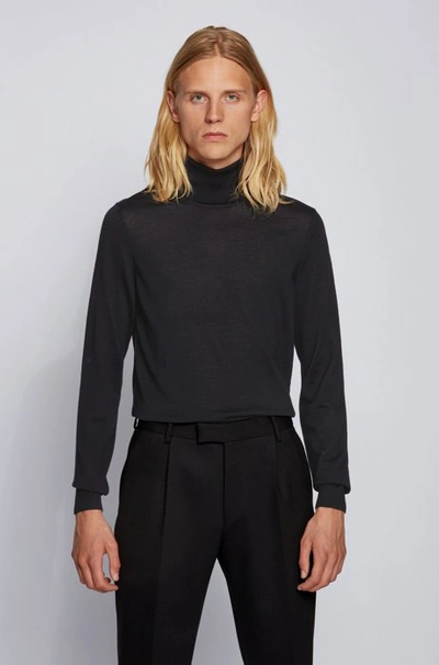 Shop Hugo Boss - Zip Through Knitted Jacket With Detachable Hood - Black