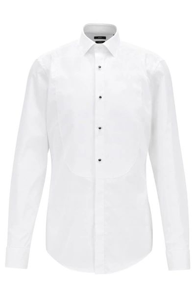 Shop Hugo Boss Slim-fit Evening Shirt In Easy-iron Cotton In White