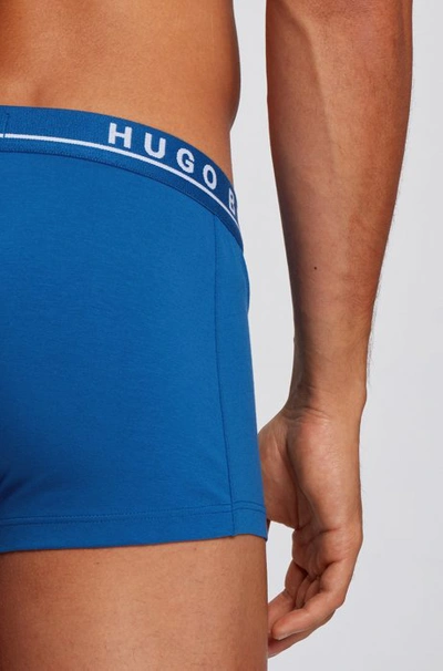 Shop Hugo Boss Three-pack Of Stretch-cotton Trunks With Logo Waistbands Men's Underwear And Nightwear Size L In Assorted-pre-pack