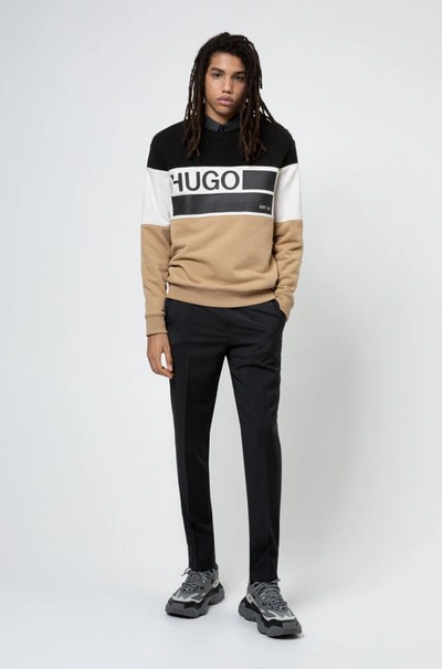 Shop Hugo Boss - Slim Fit Shirt In Melange Stretch Jersey - Black
