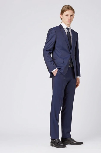 Hugo Boss Slim-fit Suit In Virgin Wool With Natural Stretch In Dark Blue |  ModeSens