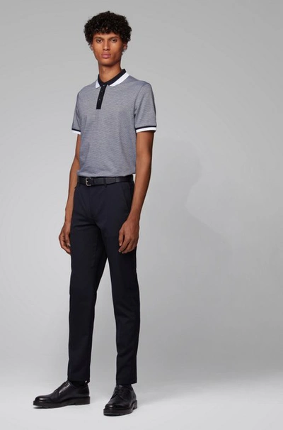 Shop Hugo Boss - Slim Fit Polo Shirt In Mercerized Cotton - Dark Blue