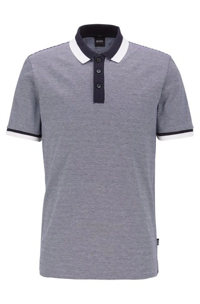 Shop Hugo Boss - Slim Fit Polo Shirt In Mercerized Cotton - Dark Blue