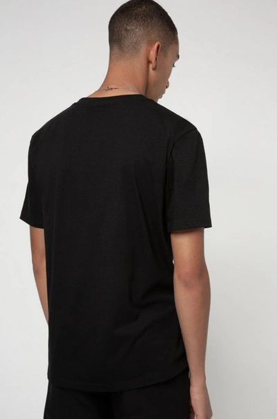 Shop Hugo Boss - Logo Print T Shirt In African Cotton - Black