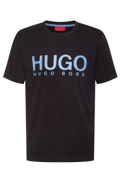 Shop Hugo Boss - Logo Print T Shirt In African Cotton - Black