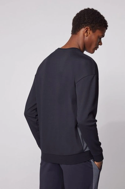 Shop Hugo Boss - Color Block Loungewear Sweatshirt With Heat Seal Logo - Dark Blue