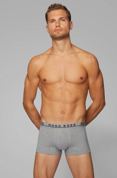 Shop Hugo Boss Three-pack Of Stretch-cotton Trunks With Logo Waistbands Men's Underwear And Nightwear Size 2xl In Assorted-pre-pack