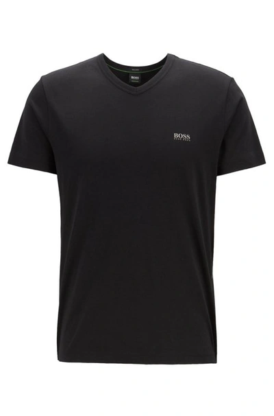 Shop Hugo Boss Regular Fit V Neck T Shirt In Soft Cotton In Black