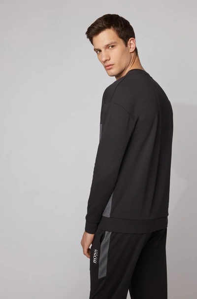 Shop Hugo Boss - Color Block Loungewear Sweatshirt With Heat Seal Logo - Black