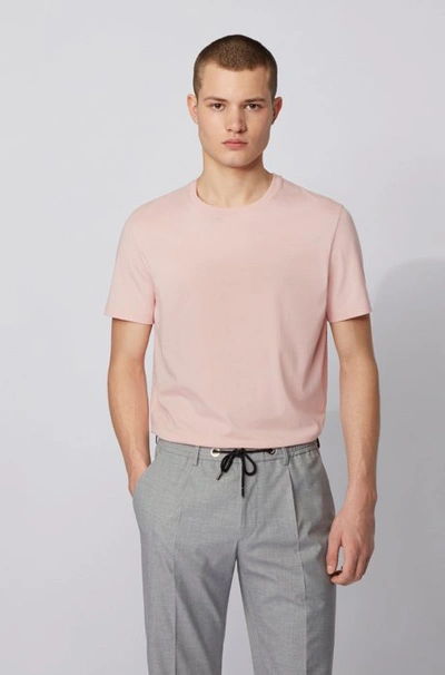 Shop Hugo Boss - Regular Fit T Shirt In Soft Cotton - Light Pink