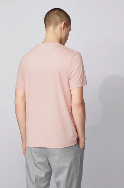 Shop Hugo Boss - Regular Fit T Shirt In Soft Cotton - Light Pink