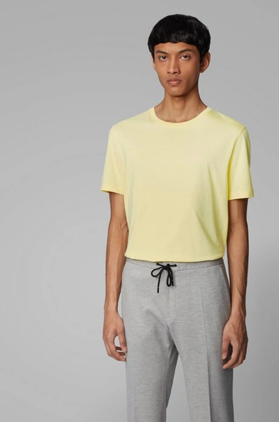 Shop Hugo Boss - Regular Fit T Shirt In Soft Cotton - Yellow