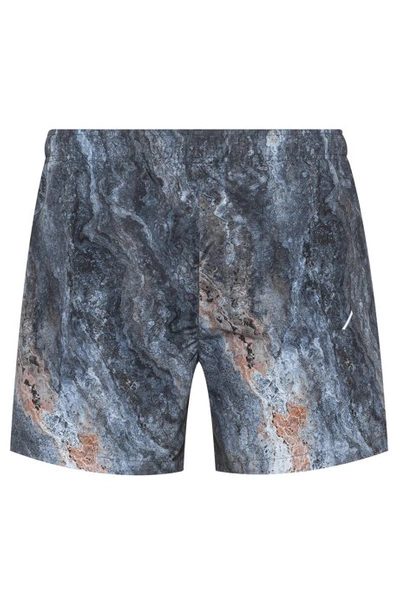 Shop Hugo Boss - Marble Print Swim Shorts In Quick Drying Recycled Fabric - Patterned