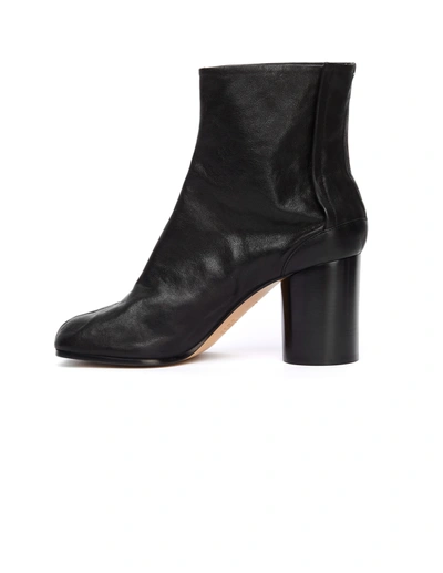 Maison Margiela Black Leather Tabi Boots In Black
