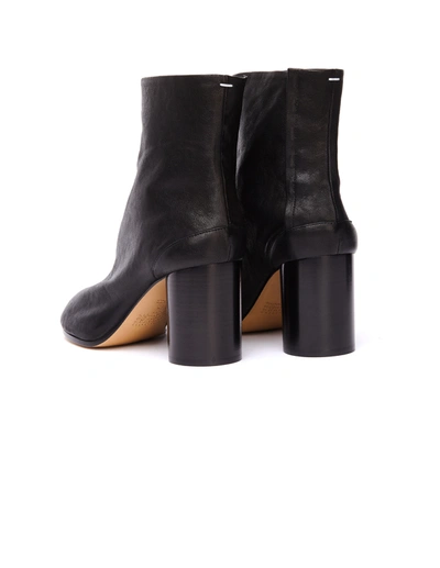Maison Margiela Black Leather Tabi Boots In Black