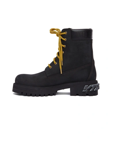 Shop Vetements Black Rubbered Logo Boots