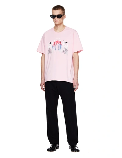 Shop Doublet Pink Embroidered Cotton T-shirt