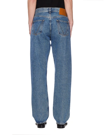 Shop Vetements Embroidered Censored Jeans In Blue