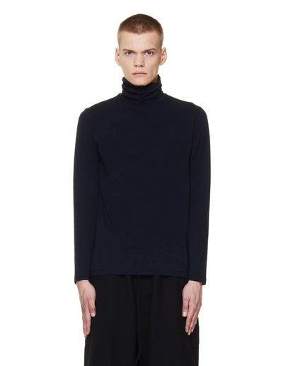 Shop Jil Sander Navy Blue Cotton Turtleneck