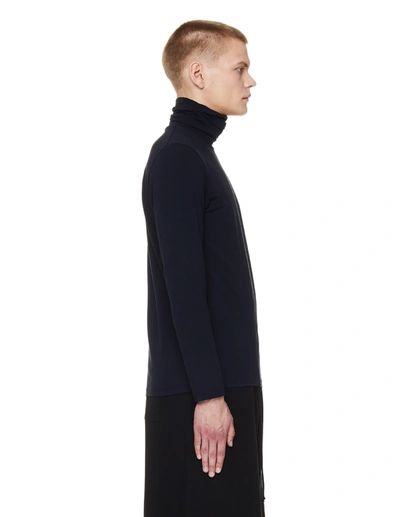 Shop Jil Sander Navy Blue Cotton Turtleneck