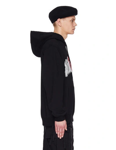 Shop Doublet Black Cotton Embroidered Hoodie