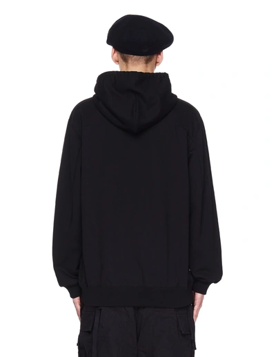 Shop Doublet Black Cotton Embroidered Hoodie