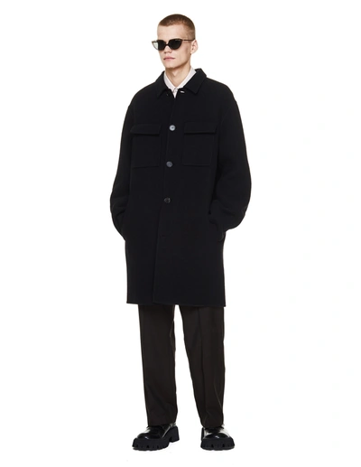 Oamc I.d. Coat Doubl Coat In Black Wool | ModeSens