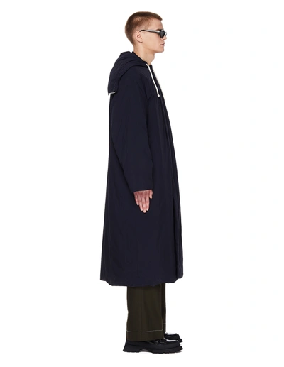 Shop Jil Sander Black Long Hooded Parka