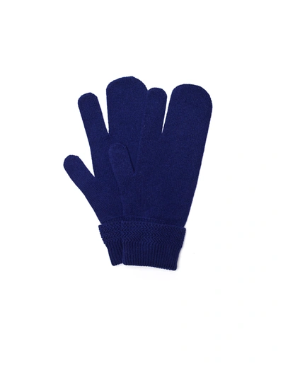 Shop Maison Margiela Blue Wool & Cashmere Gloves