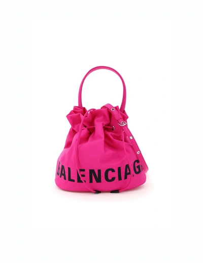 Shop Balenciaga Wheel Xs Drawstring Bucket In Pink