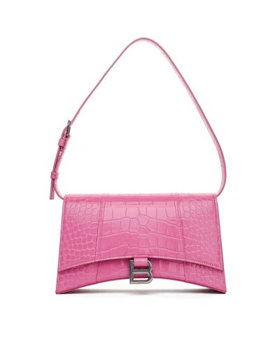 Hourglass leather crossbody bag Balenciaga Pink in Leather - 37611628