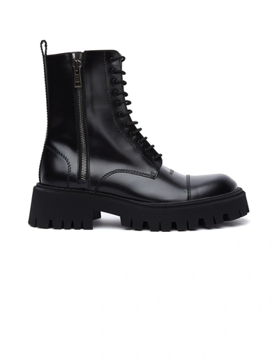 Shop Balenciaga Tractor Boots In Black Leather In White