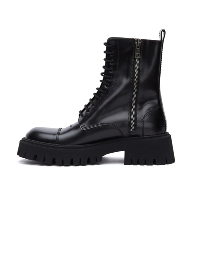 Shop Balenciaga Tractor Boots In Black Leather In White