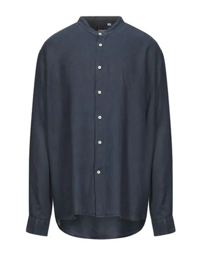 Shop Drumohr Man Shirt Slate Blue Size Xl Flax