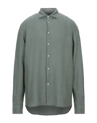Shop Drumohr Man Shirt Sage Green Size L Linen