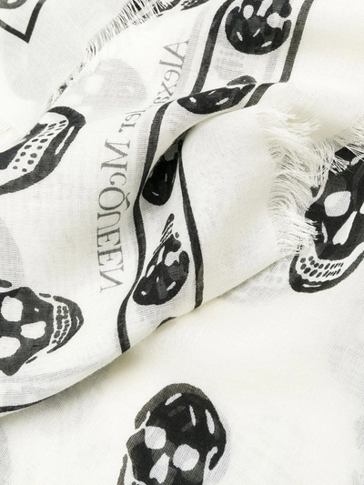 Shop Alexander Mcqueen Skull Print Scarf In White