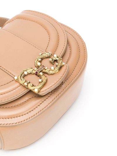Shop Dolce & Gabbana Desir Leather Crossbody Bag In Beige
