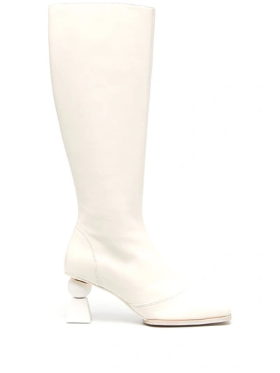 Shop Jacquemus Leather Boots In White