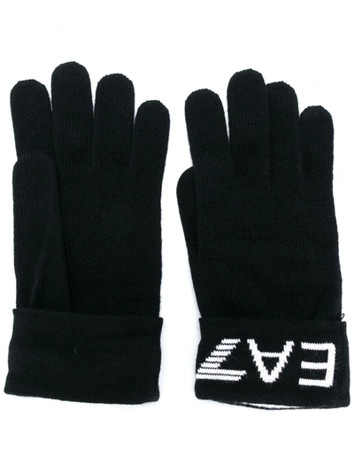 Shop Ea7 Gloves With Logo In Black