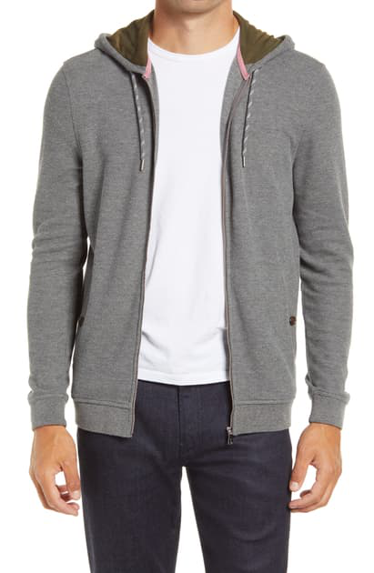 Ted Baker Hangry Zip Front Hoodie In Grey-marl | ModeSens