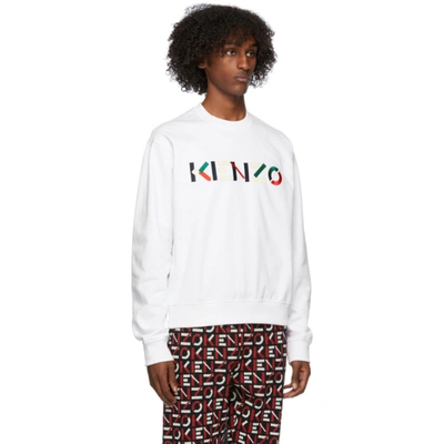Shop Kenzo White Multicolor Logo Sweatshirt In 1 White