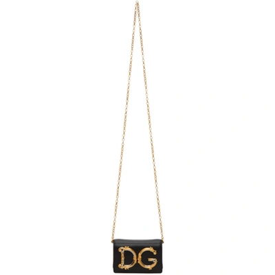 Shop Dolce & Gabbana Dolce And Gabbana Black Leather Dg Belt Bag In 80999 Black
