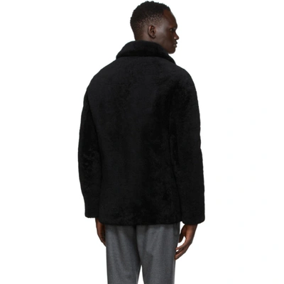 Shop Yves Salomon - Army Black Shearling Jacket In B2346 Clay