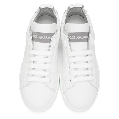 Shop Dolce & Gabbana Dolce And Gabbana White And Silver Portofino Sneakers In 80998 Silve