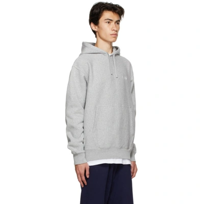 Shop Stussy Grey Stock Logo Hoodie In Gry Heathr