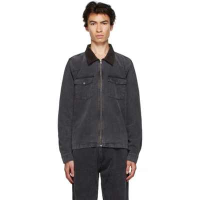 Black Canvas Washed Work Shirt Jacket