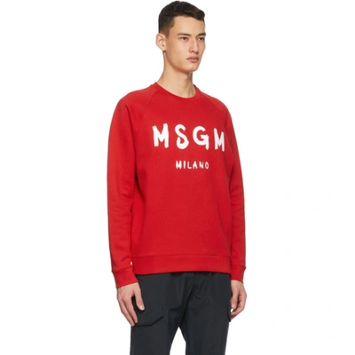 Msgm Logo Print Crew Neck Sweatshirt In Red