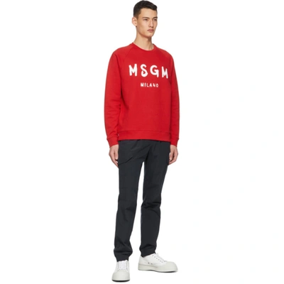 Shop Msgm Red Artist Logo Sweatshirt