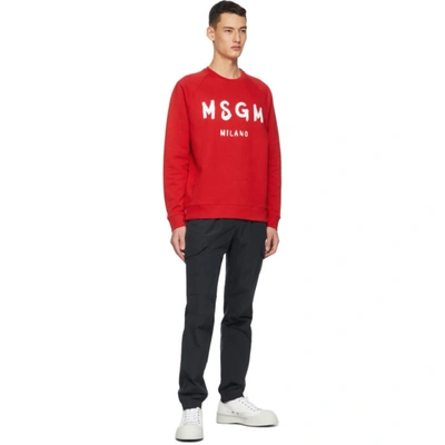 Msgm Logo Print Crew Neck Sweatshirt In Red