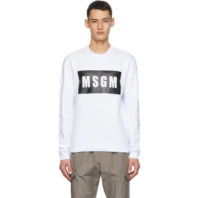 Shop Msgm White Logo Box Sweatshirt In 01 White